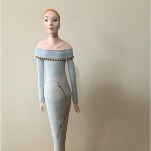 Vintage Jewelry stand, paper mache doll, new. Height 17”.